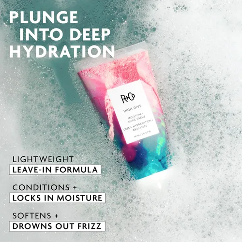 Vista 3 de R+Co HIGH DIVE Moisture + Shine Crème – Hydrating & Glossy Hair Cream, Adds Softness & Manageability, All Hair Types