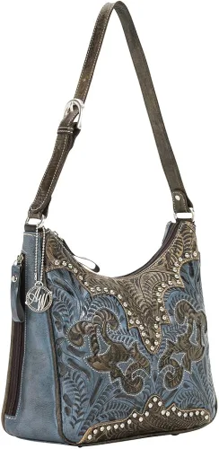 Vista 2 de American West Bolso de hombro de piel con compartimento secreto de Annie, transporte oculto