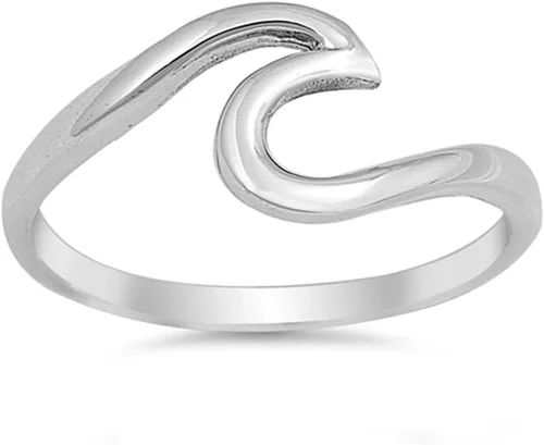Vista 5 de Elige tu color anillo de plata esterlina con ondas filigrana