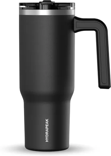 Vista 24 de Hydrapeak Voyager Vaso de 40 oz con Asa y Tapa con Pajita Botella de Agua Reutilizable de Acero Inoxidable Taza de Viaje Compatible con Portavasos