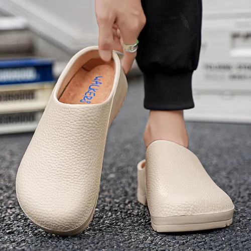 Vista 2 de FLIOZY Zuecos de trabajo antideslizantes para mujer: sandalias de servicio de alimentos para hombres, cómodos zapatos de jardín para enfermeras