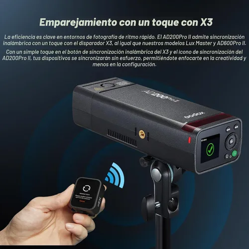 Vista 5 de GODOX AD200 PRO II Flash (2025) AD200 PRO Strobe, Actualizado 200Ws 2.4G 1/512 a Potencia Completa (1/1) Ajuste de Potencia en Diez Pasos, Modo
