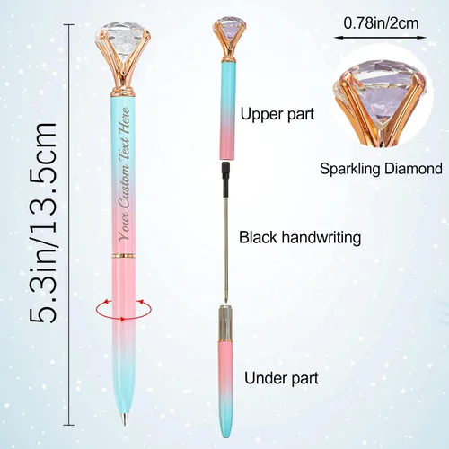 Vista 7 de Qingxily Hasta 300 bolígrafos de diamante, bolígrafos personalizados con nombre y texto grabado, bolígrafo de metal de cristal personalizado a