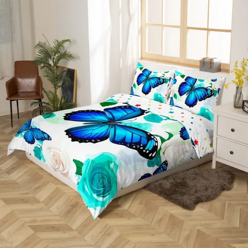 Vista 2 de Erosebridal Juego de funda de edredón con diseño floral de acuarela, estilo fantasía, para niñas, mujeres y niños, bonito juego de edredón