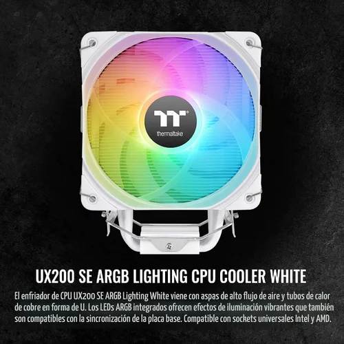 Vista 2 de Thermaltake UX200 SE Blanco Placa base 5V Sincronización ARGB 16.8 millones de colores 15 LED direccionables Intel/AM5/AMD (LGA 1851/1700) enchufe