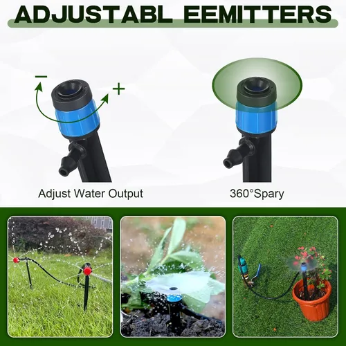 Vista 4 de Hortsun 200 emisores de riego por goteo de 5.2 pulgadas, emisores de goteo de ventilador para tubos de riego por goteo de 1/4 de pulgada, 360 grados