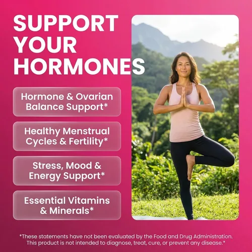 Vista 2 de Myo Inositol D Chiro Inositol Suplemento para mujeres – Balance Hormonal con Magnesio Ashwagandha Vitamina D3 Folato Maca Raíz Casteberry Onagra