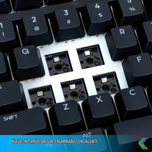 Vista 2 de KINESIS Freestyle Edge RGB Plus Split Teclado mecánico Interruptores lineales Hotswap RGB Ergonómico Soporte de palma desmontable