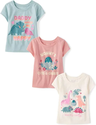 Vista 8 de The Children's Place Camisetas estampadas de manga corta para bebés y niñas pequeñas, con diseño de unicornios y mariposas, a la moda, paquete de 3