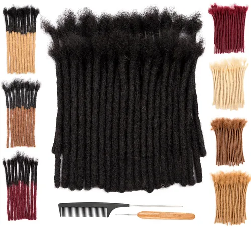 Vista 22 de DAIXI 0.2cm y 0.4cm y 0.6cm y 0.8cm de grosor 4-18 pulgadas 10 hebras extensiones de rastas de cabello humano 100% real para hombres/mujeres