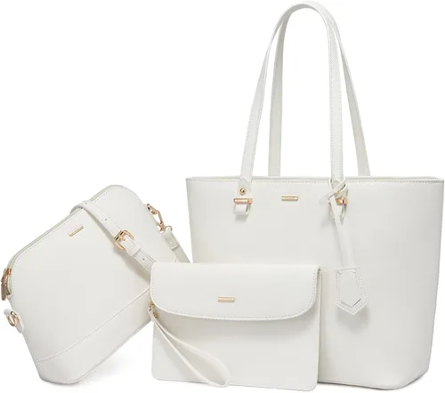 Vista 8 de LOVEVOOK Bolsos de mano para mujeres, bolsos de hombro, bolso tote, bolso satchel, bolso hobo, conjunto de bolso de 3 piezas