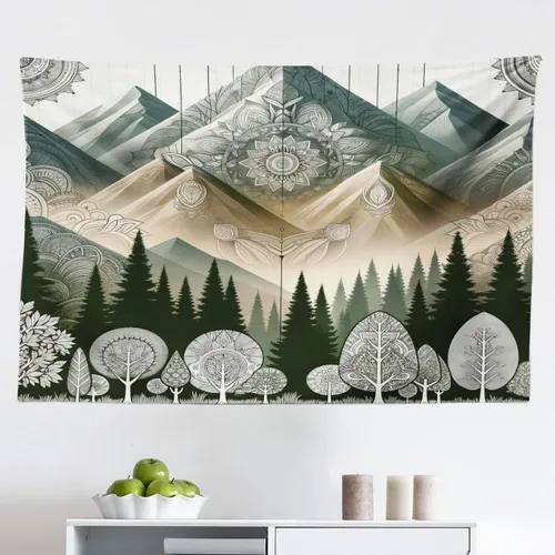 Vista 83 de Ambesonne Tapiz bohemio, diseño floral de bruja, luna y mariposa con adornos de mandala, decoración de tela para colgar en la pared para dormitorio