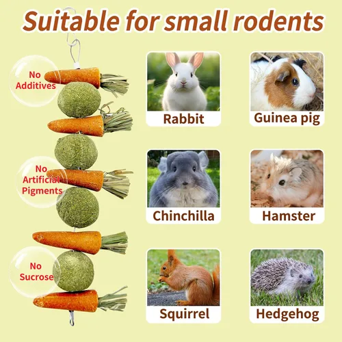 Vista 7 de Hamiledyi Juguetes masticables de conejo para dientes, juguetes naturales de conejillo de indias, golosinas de hámster, juguetes de dientes molares