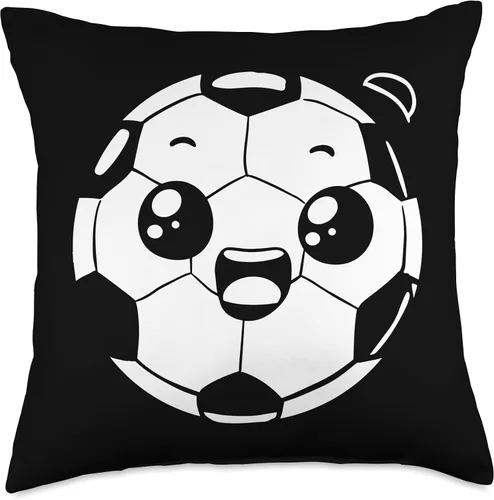 Vista 4 de Soccer Ball Cartoon Look Football Pitch Throw Pillow