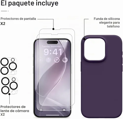 Vista 7 de GONEZ Funda de silicona para iPhone 15 Pro Max, compatible con Magsafe, protector de cámara + protector de pantalla, forro de microfibra suave