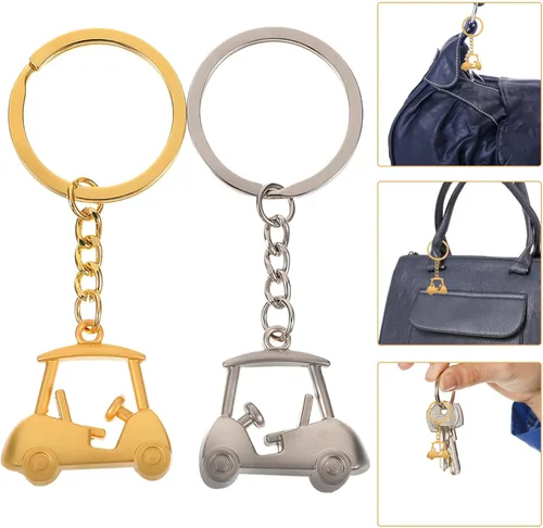 Vista 2 de KESYOO 2 llaveros de golf de metal para carrito de golf, colgante para carrito de golf, colgante de bolsa para regalo de golfista, regalo
