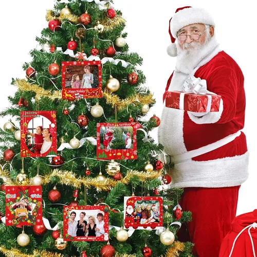 Vista 6 de Zonon 30 marcos de fotos de Navidad, marcos de fotos familiares, adornos colgantes para árbol de Navidad, fiesta de Año Nuevo, mejores deseos