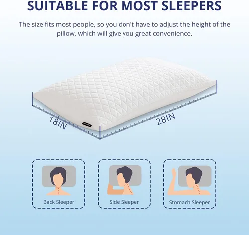 Vista 5 de EGOHOME Almohadas de espuma viscoelástica trituradas, almohadas de cama para dormir, almohada de tamaño mediano estándar/Queen para dormir boca