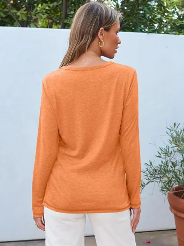 Vista 4 de AUTOMET Womens Long Sleeve Round Neck Shirts Basic Tee