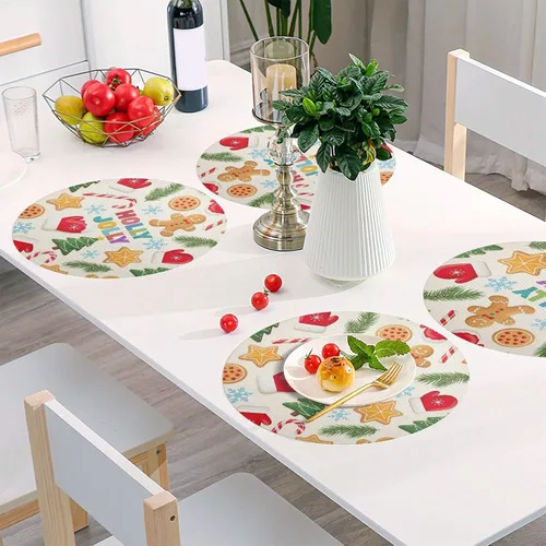 Vista 6 de Gingerbread Men PVC Placemat, Washable Heat Proof Table Mat for Kitchen one sizex1