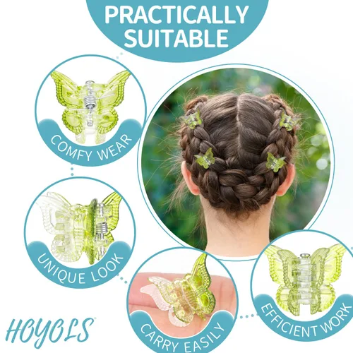 Vista 3 de Hoyols Pinzas de mariposa para adolescentes y adultos, accesorios de mariposas de los años 90 para mujeres, lindo clip de garra para el cabello