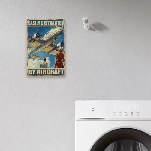 Vista 6 de SUPERDANT Letreros divertidos de hojalata de avión, vintage, de metal, fácil de distraer por aviones, divertido cartel de pared, arte de pared