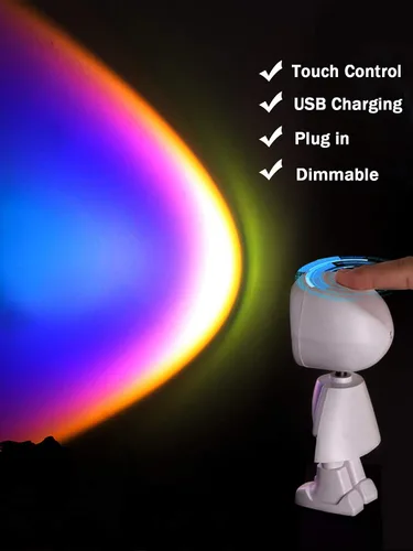 Vista 3 de WLHONG Proyección de puesta de sol Luz LED Robot Figura Lámpara Proyector de arco iris Lámpara de atmósfera moderna LED Luz de piso Luz de noche