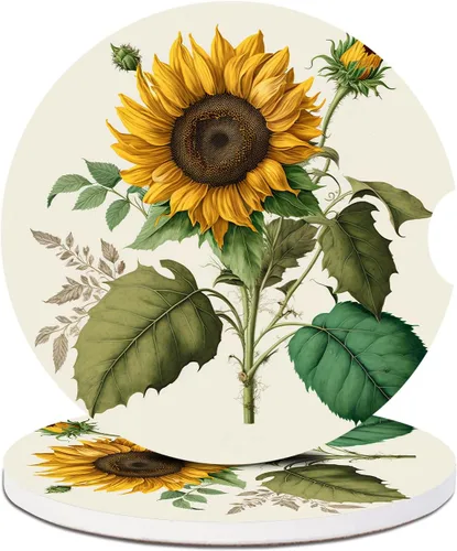 Vista 22 de Paquete de 2 posavasos para automóvil, posavasos abstractos de cerámica absorbente de bosque de montaña, posavasos para portavasos de automóvil