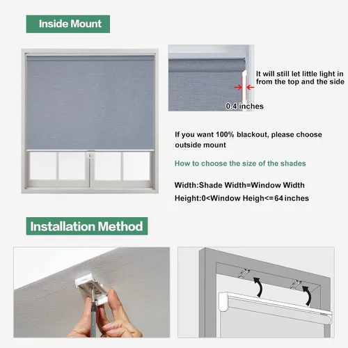 Vista 6 de Tonature Persianas enrollables sin cordones 100 % opacas para ventanas, persianas con aislamiento térmico para puertas, hogar y sala de estar