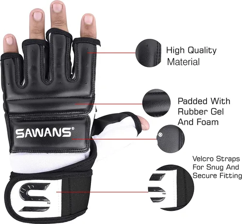 Vista 2 de SAWANS Punch Bag Boxing Gloves Karate Mitts MMA Body Combat Taekwondo Training Martial Art Fighting Grappling Muay Thai