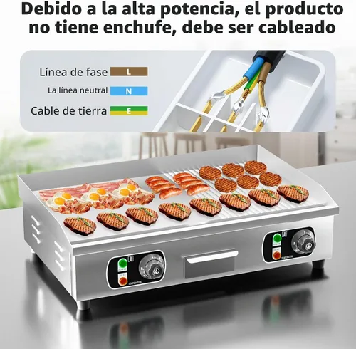 Vista 6 de Plancha eléctrica comercial de 29 pulgadas, parrilla de 110 V 3000 W, parrilla de placa caliente de parrilla plana, control termostático ajustable