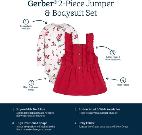 Vista 6 de Gerber Conjunto de vestido de 2 piezas para bebés y niñas pequeñas
