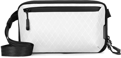 Vista 7 de Bolso cruzado pequeño para mujer, bolso de hombro vegano impermeable con tela acolchada de nailon de diamante, respaldo de poliéster 900D