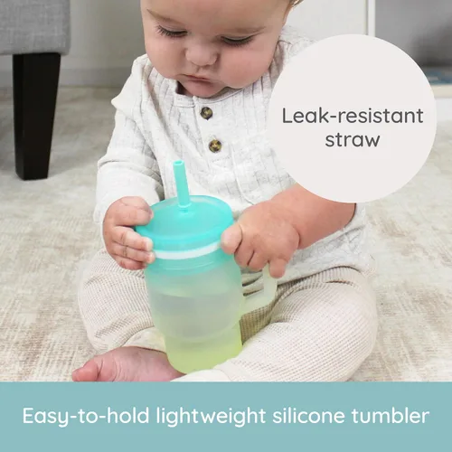 Vista 2 de Infantino My 1st Tumbler Silicone Sippy Cup, Limelight, Straw Cup, 9 Ounces (Pack of 6)