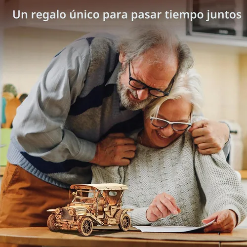 Vista 6 de ROKR Rompecabezas de Madera 3D Kits de Modelos de Coche para Construir para Adultos, Kit de Construcción de Modelos de Coche Vintage a Escala 1:15