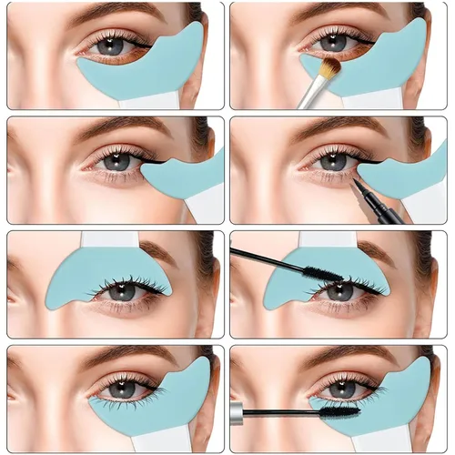 Vista 6 de 4 plantillas de silicona reutilizables para delineadores de ojos, protector de máscara de pestañas, herramienta de ayuda para aplicadores de sombra