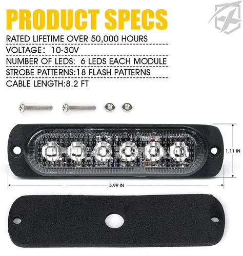 Vista 8 de Xprite 10 luces LED estroboscópicas de emergencia, ámbar de 12 luces LED estroboscópicas intermitentes, función de sincronización, luz de parrilla