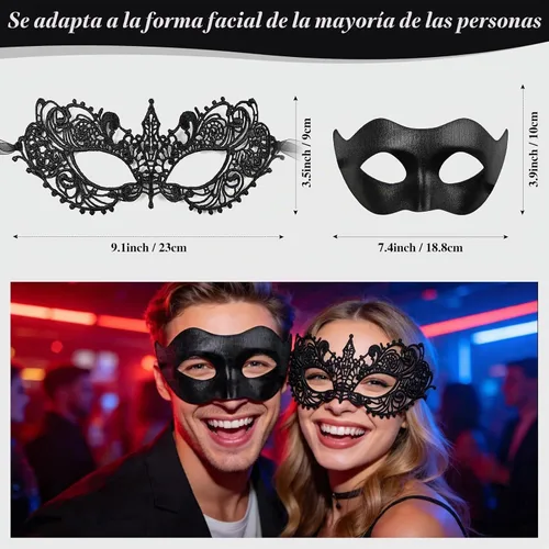 Vista 2 de Máscara de mascarada para parejas