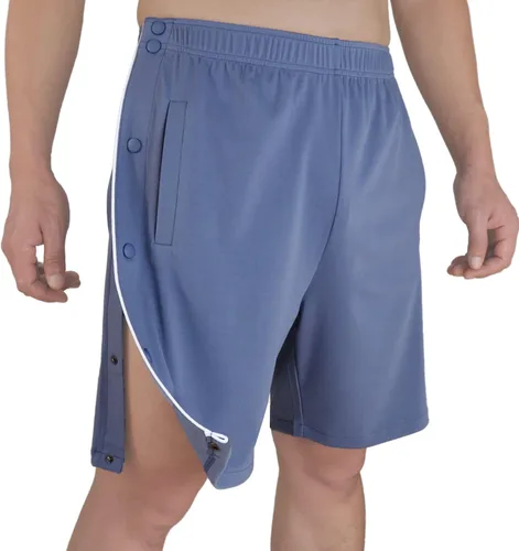 Vista 3 de Pantalones cortos para hombre, pantalones cortos para poscirugía, a presión, a presión, rodilla, cadera, recuperación quirúrgica, pantalones cortos