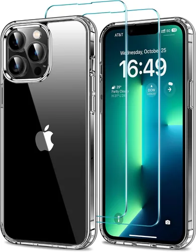 Vista 11 de HOOMIL Funda para iPhone 11 con 2 protectores de pantalla de vidrio templado, no amarillea, protección contra caídas, arañazos, transparente, parte