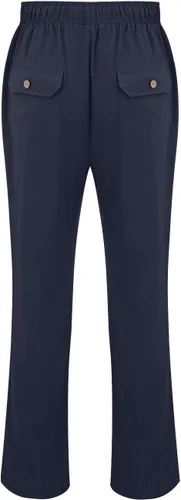 Vista 2 de Men's Cotton and Linen Outdoor Daily Solid Color Drawstring Multi Pocket Loose Straight Leg Pants L