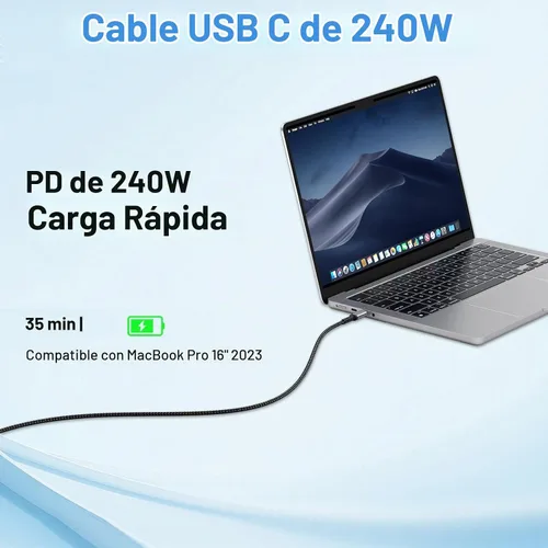 Vista 3 de 80Gbps USB 4.0 for Thunderbolt 4 Cable 6.6FT, 2 Packs, Grey