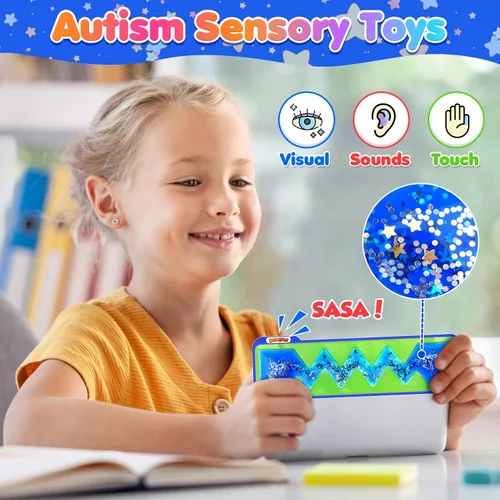 Vista 2 de Juguetes Sensoriales Esponjosos para Niños - Pack de 3 Juguetes Sensoriales de Tubo para Autismo - Juguetes Silenciosos para Estudiantes de Aula