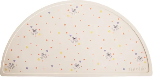 Vista 32 de mushie Mantel individual de silicona para niños, diseño antideslizante sin BPA (margarita negra)
