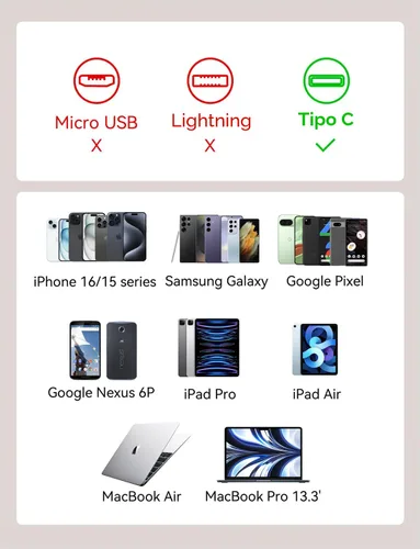 Vista 3 de Cable retráctil USB C a USB C (1.2 m, 2 unidades), cable de carga rápida USBC 5A de 100W, cable de carga tipo C para iPhone 17 16 15 Pro Plus Pro