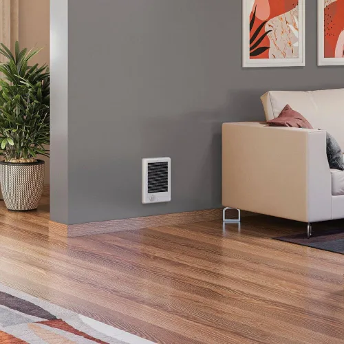 Vista 2 de Cadet Com-Pak el calefactor para pared con termostato más popular 1500W, 120V, color blanco
