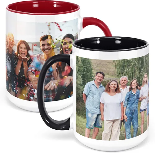 Vista 11 de Taza de café con foto personalizada, 11 onzas, color negro, con imagen envolvente, texto, taza de cerámica personalizada con imagen, taza