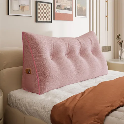 Vista 22 de Almohada de cabecera totalmente rellena y engrosada tamaño Queen, cabecera acolchada suave y firme, soporte grande, cojín cilíndrico triangular Negro