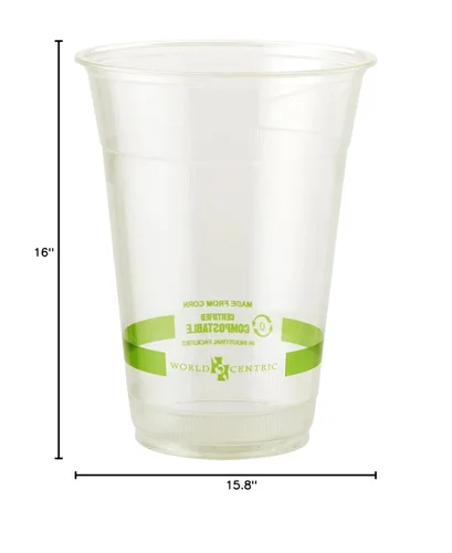 Vista 3 de World Centric CP-CS-9Q - Vasos Ingeo 100 % compostables