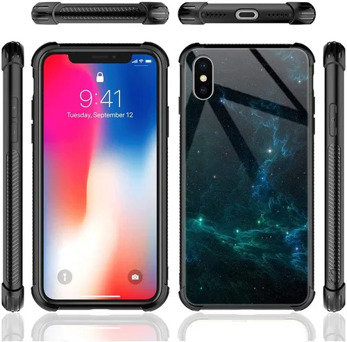 Vista 5 de CARLOCA Funda compatible con iPhone XR, iPhone XR para niños, hombres y jóvenes, diseño de nebulosa espacial, a prueba de golpes, antiarañazos